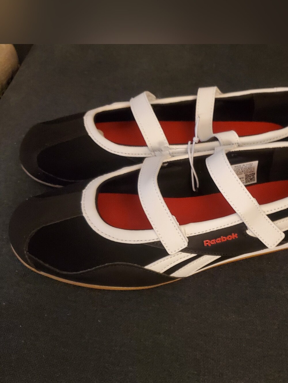 Reebok Black & White With Red Accent Mary Jane Sneakers - Picture 7 of 12